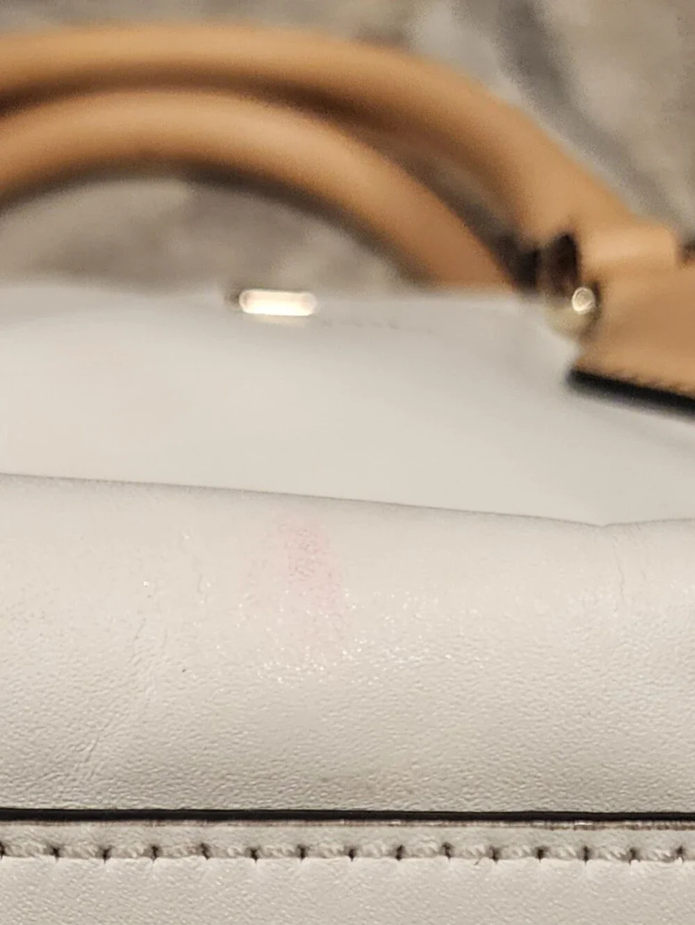 Kate Spade Cream Leather Dome Satchel with Tan Handles